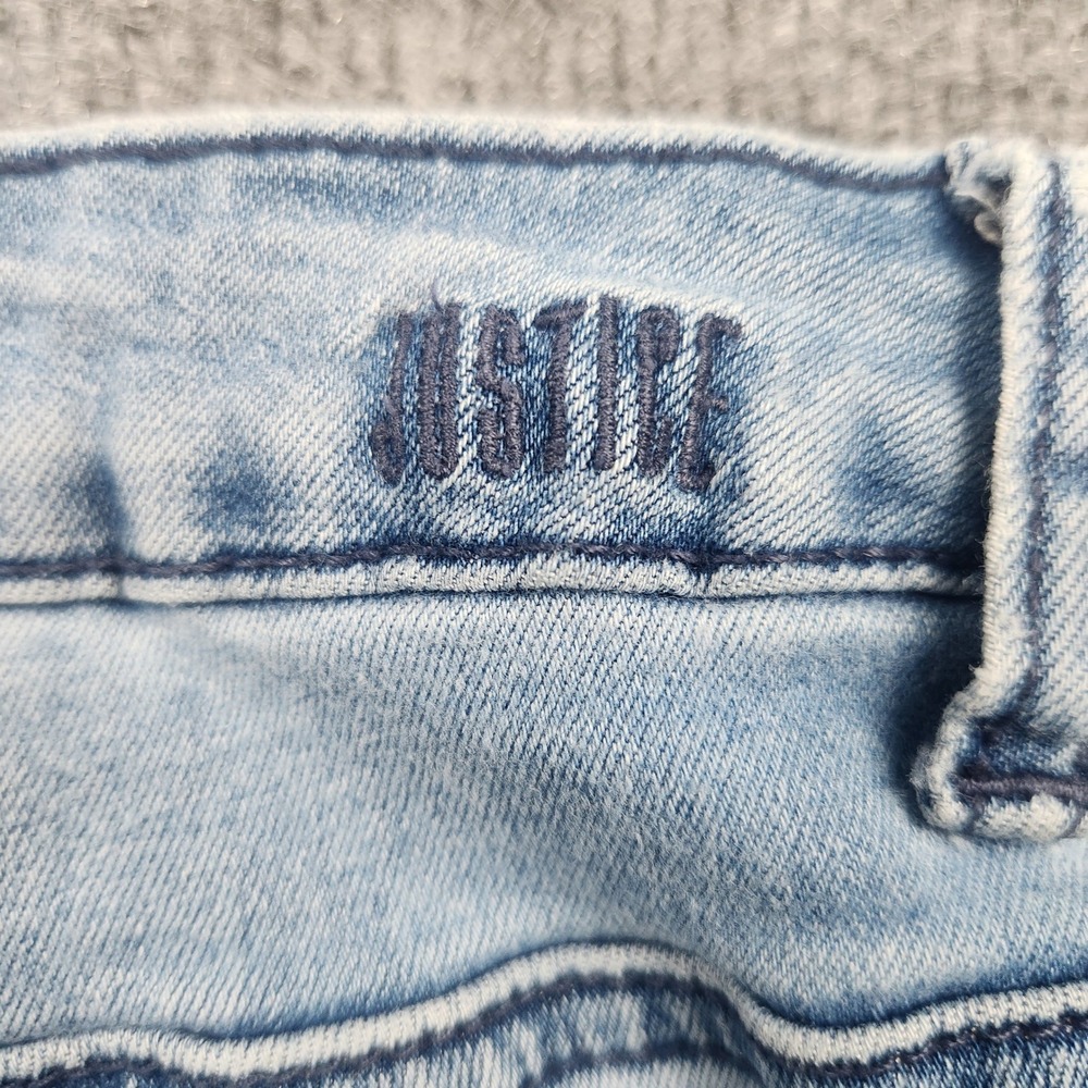Justice Girls 18 Plus Light Wash Distressed Denim Shorts Mid Rise Raw Hem Blue - Picture 6 of 7